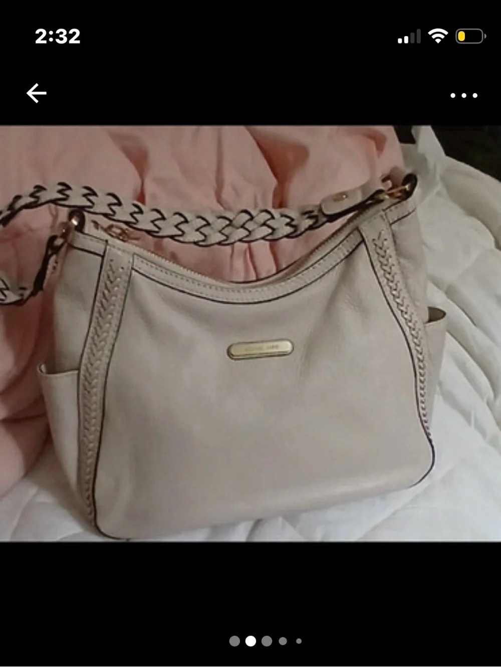 MICHAEL Michael Kors Light Pink Braided-Handle Leather Shoulder Bag